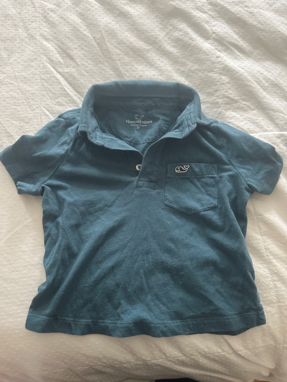Vineyard Vines Boys' Teal Short-Sleeve Polo with Pocket Whale
